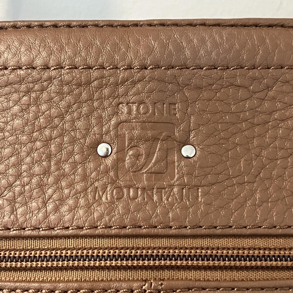 Stone Mountain Shoulder Bag Womens Medium Brown Leather Organizer Pockets Tote - Picture 7 of 16